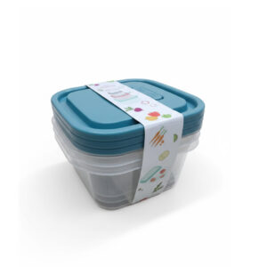 Set de Recipientes Plásticos Cuadrados con Tapas 15cm