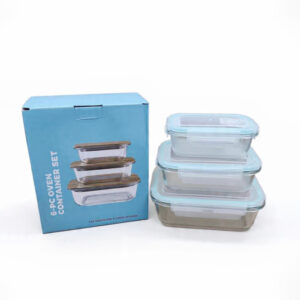 Set de Recipientes de Vidrio Rectangulares con Tapa Hermética (3 Piezas)