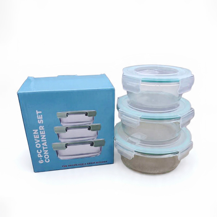 Set de Recipientes de Vidrio Redondos con Tapa Hermética (3 Piezas)