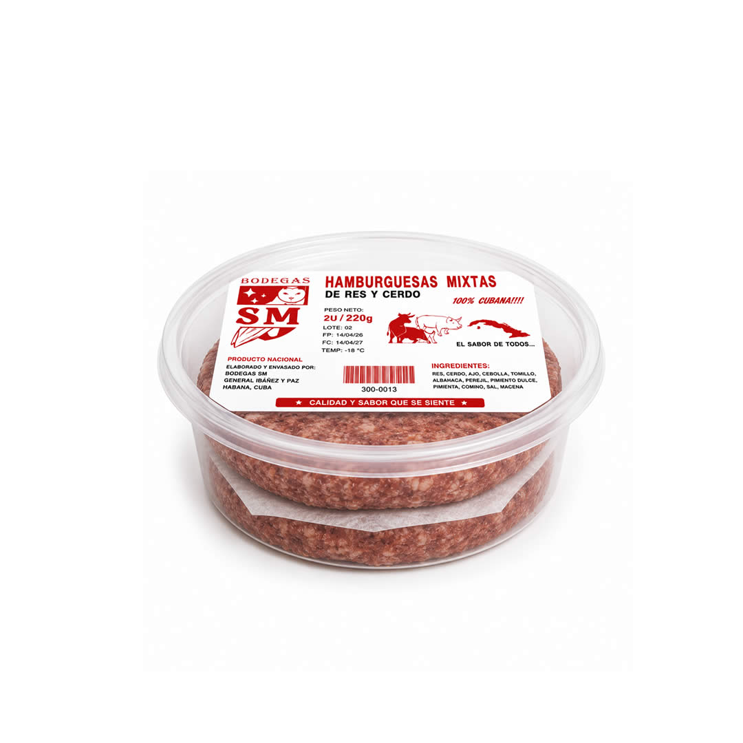 Hamburguesas de Res y Cerdo 2ud de 110g